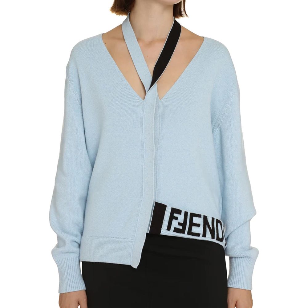 Fendi Blue Cashmere Women's Cardigan