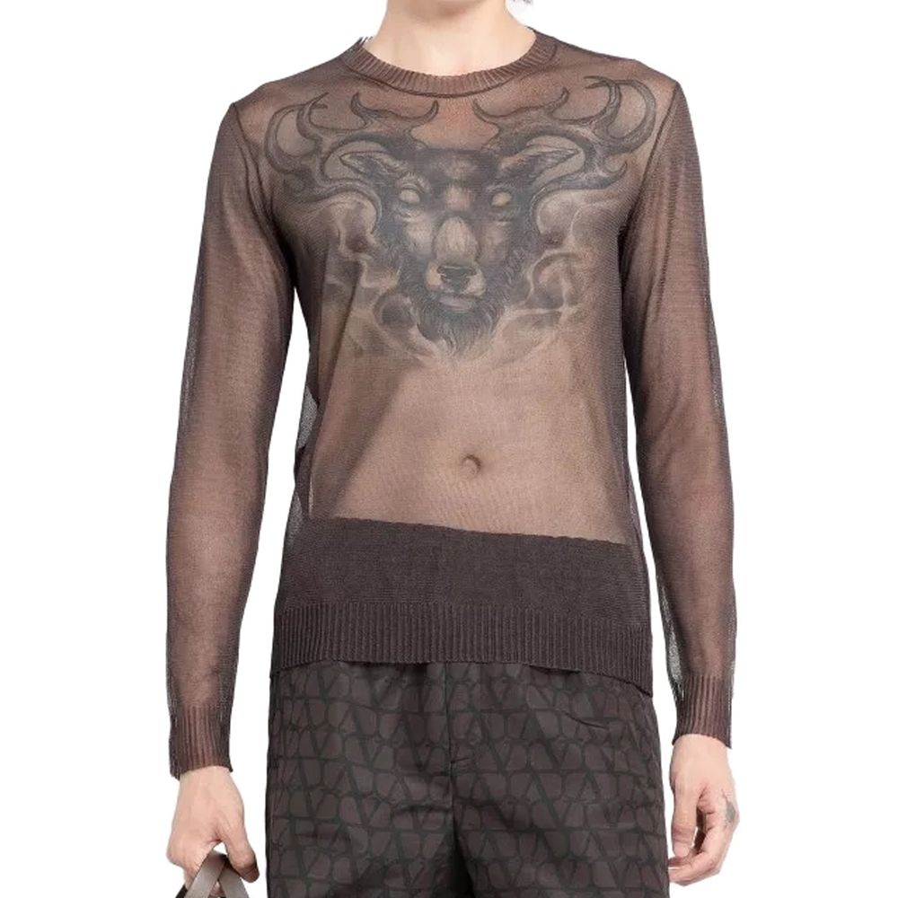 Valentino Garavani Brown Silk Men's Sweatshirt