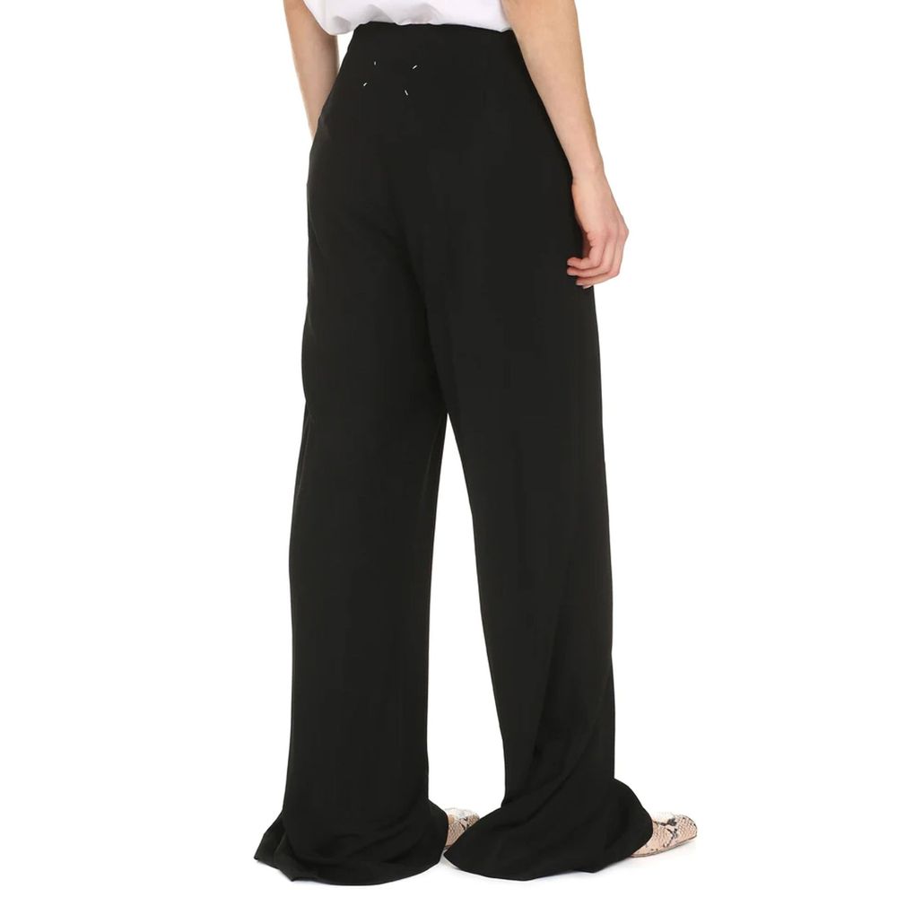 Maison Margiela Black Viscose Casual Women's Pants