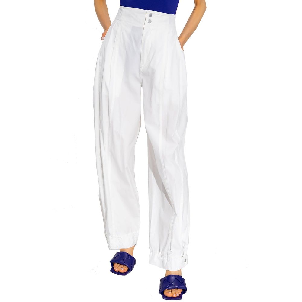 Bottega Veneta White Cotton Casual Women's Pants