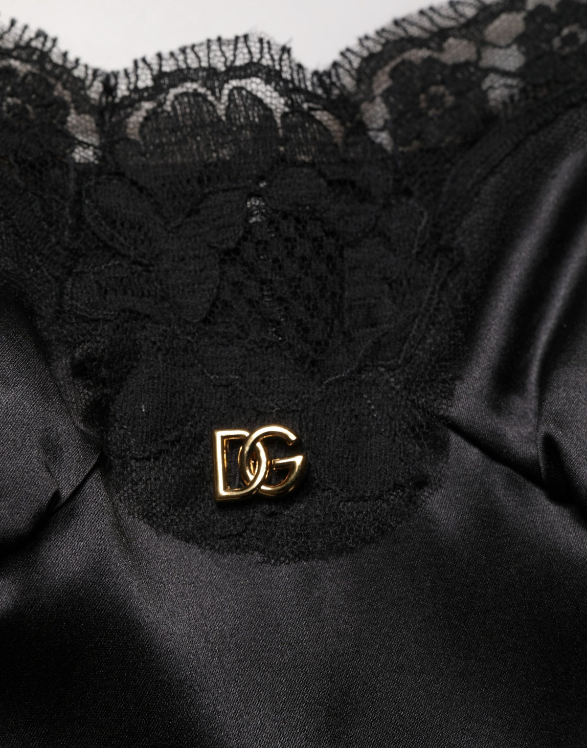 Dolce & Gabbana Black Silk Satin Lace Sleeveless Mini Women's Dress