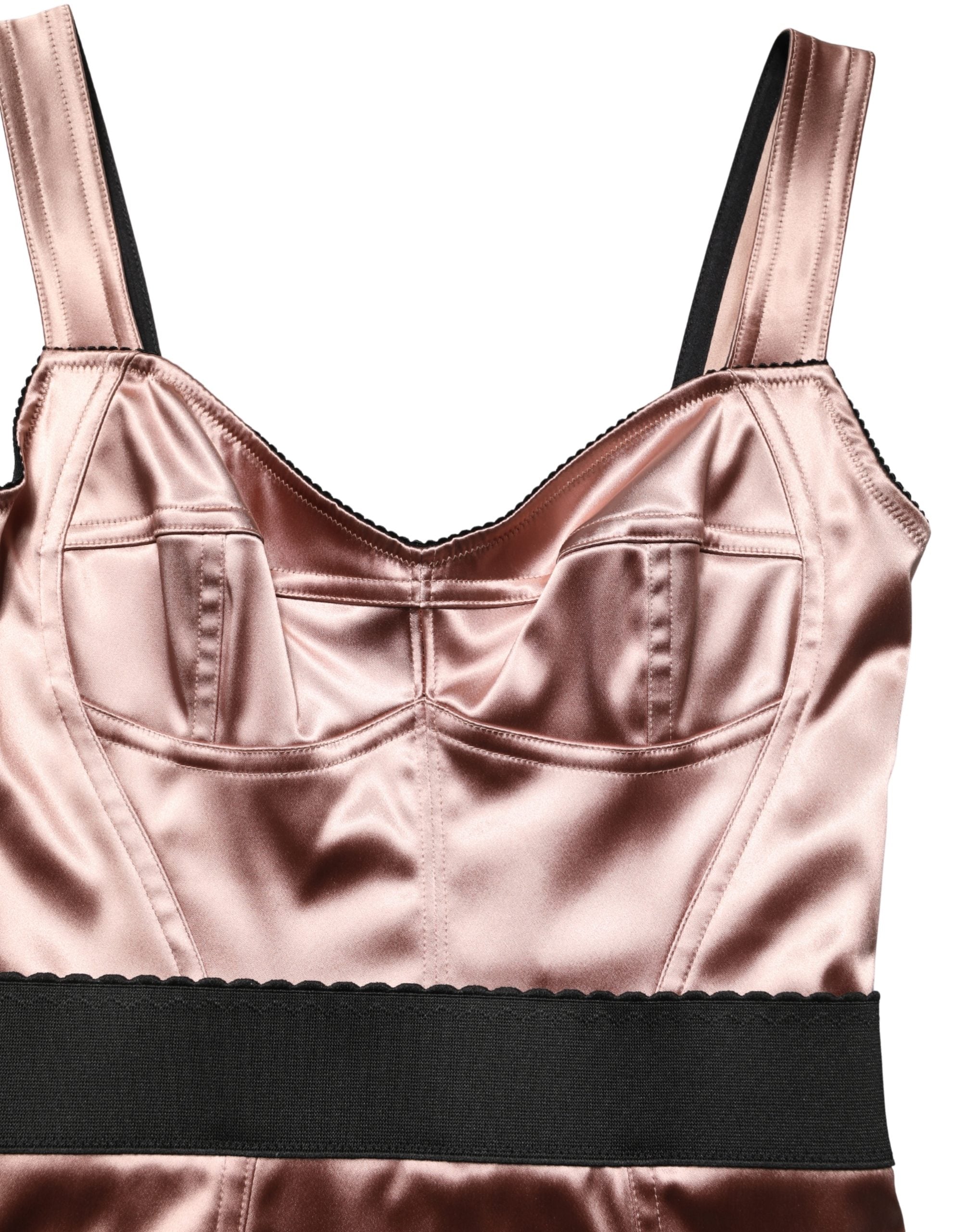 Dolce & Gabbana Pink Satin Sweetheart Sheath Corset Midi Women's Dress (Pre-Owned)