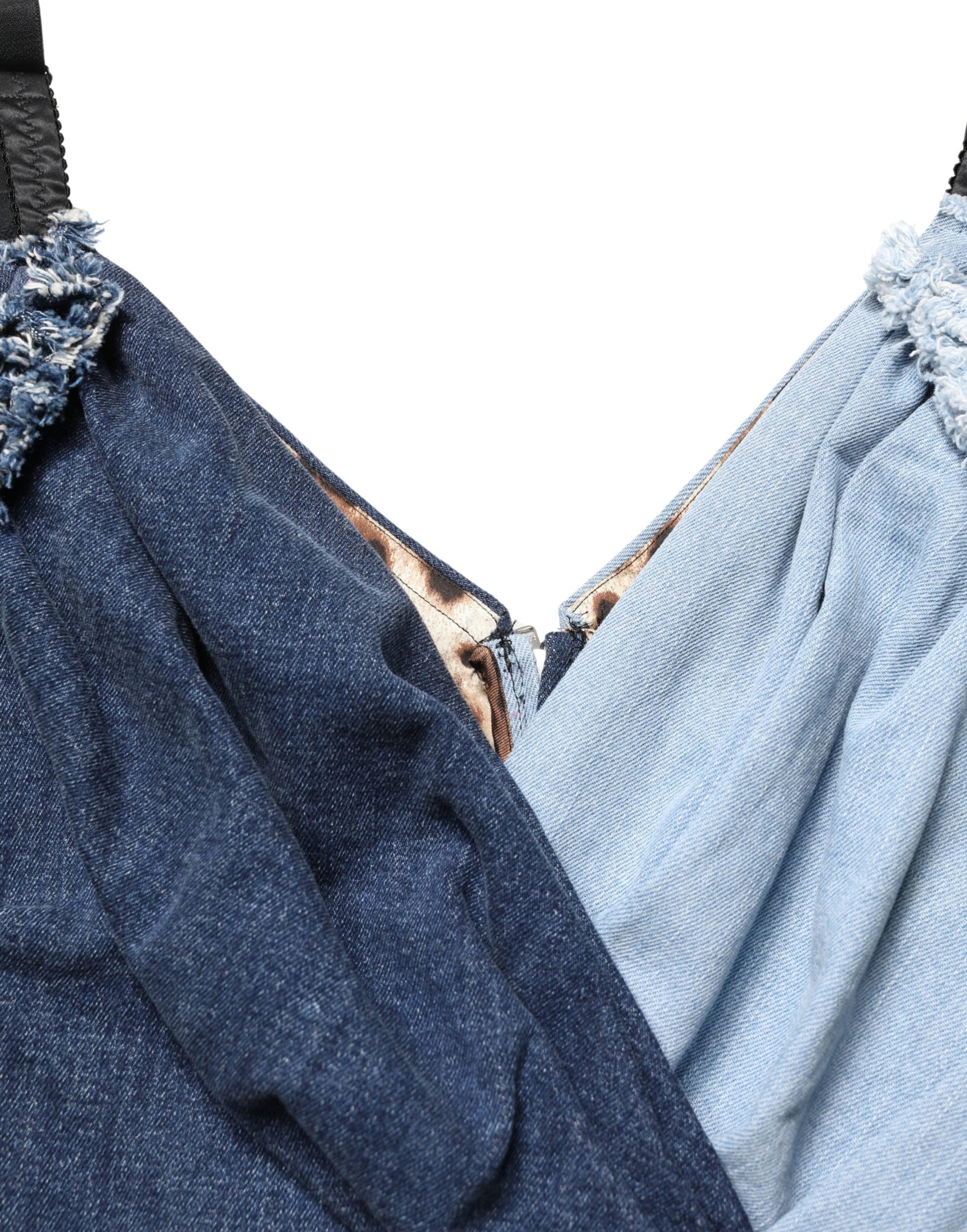 Dolce & Gabbana Blue Cotton Patchwork Denim Mini Sheath Women's Dress (Pre-Owned)