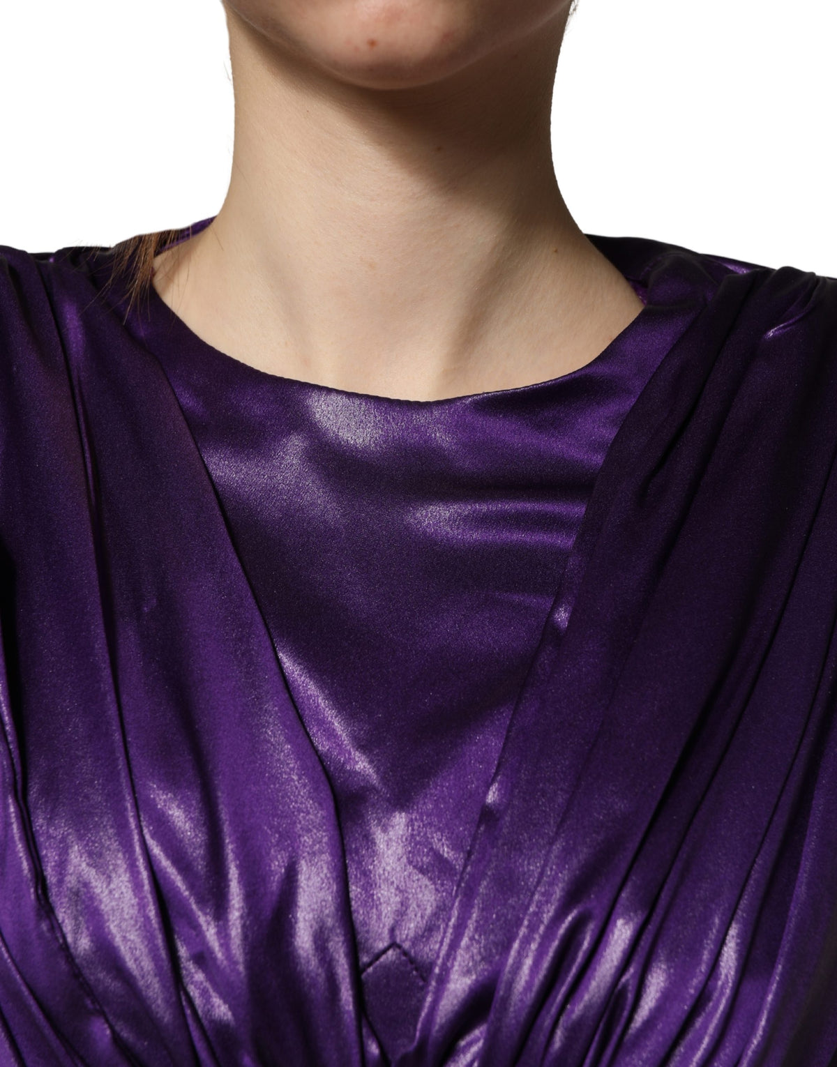 Dolce & Gabbana Metallic Purple Long Sleeve Cut-Out Mini Women's Dress (Pre-Owned)