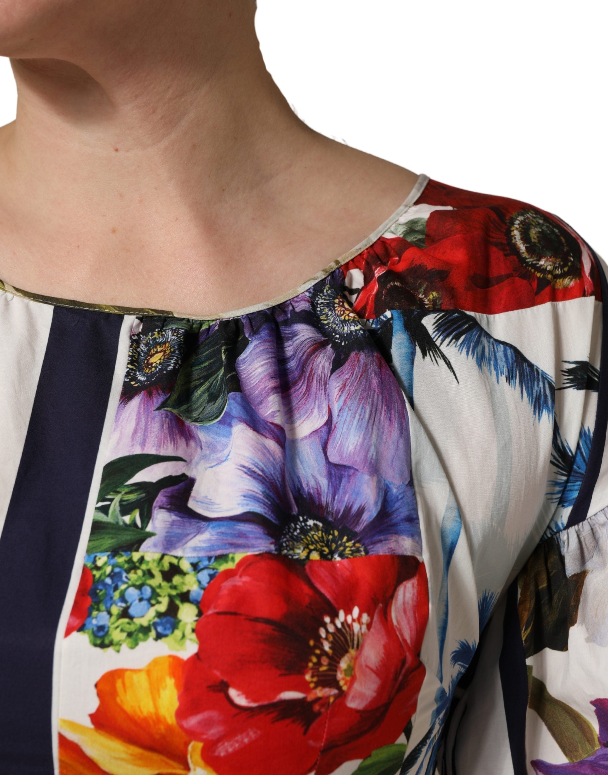 Dolce & Gabbana Multicolor Patchwork Cotton Poplin Mini Women's Dress