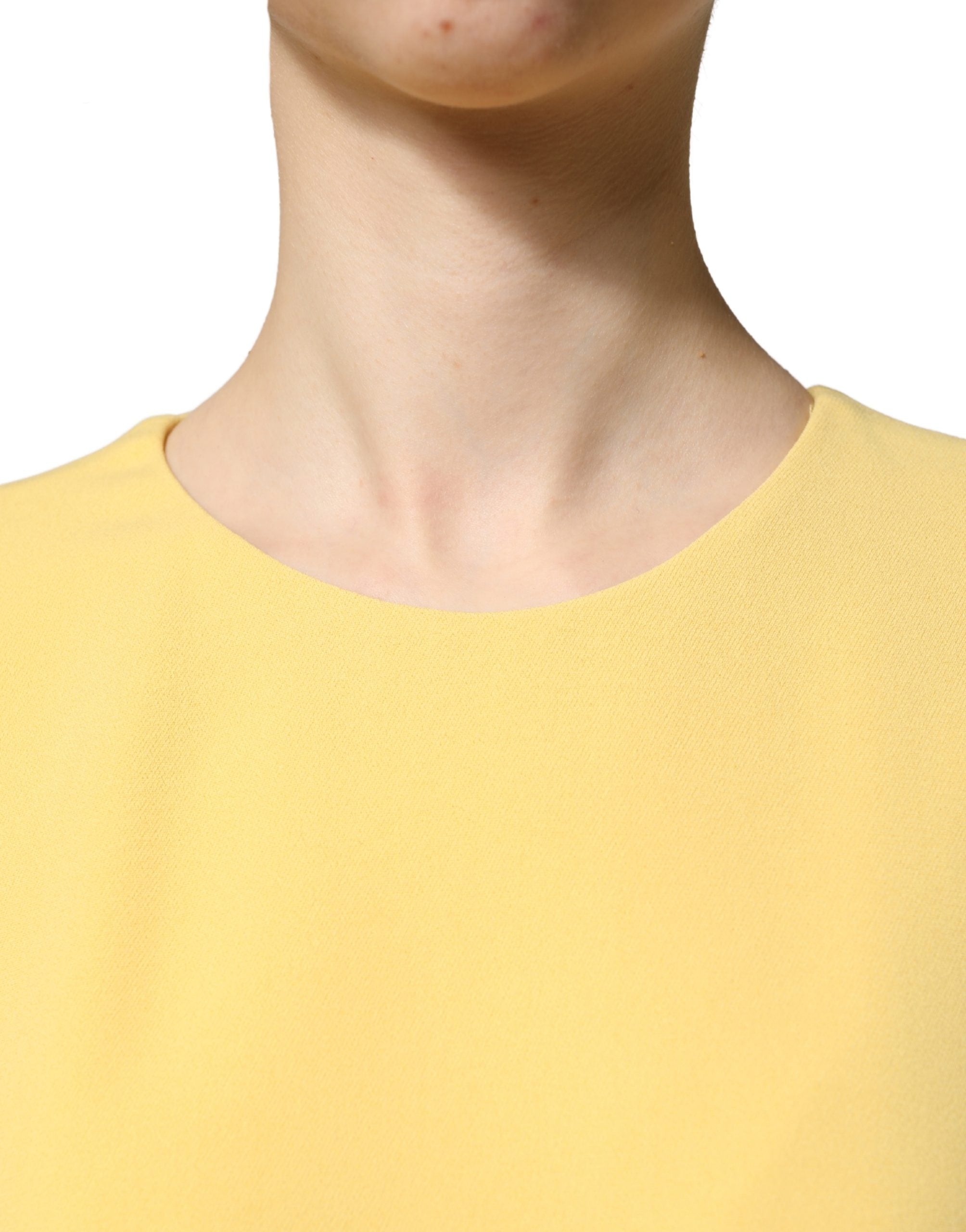 Dolce & Gabbana Yellow Short-Sleeved Crew Neck Midi Women's Dress