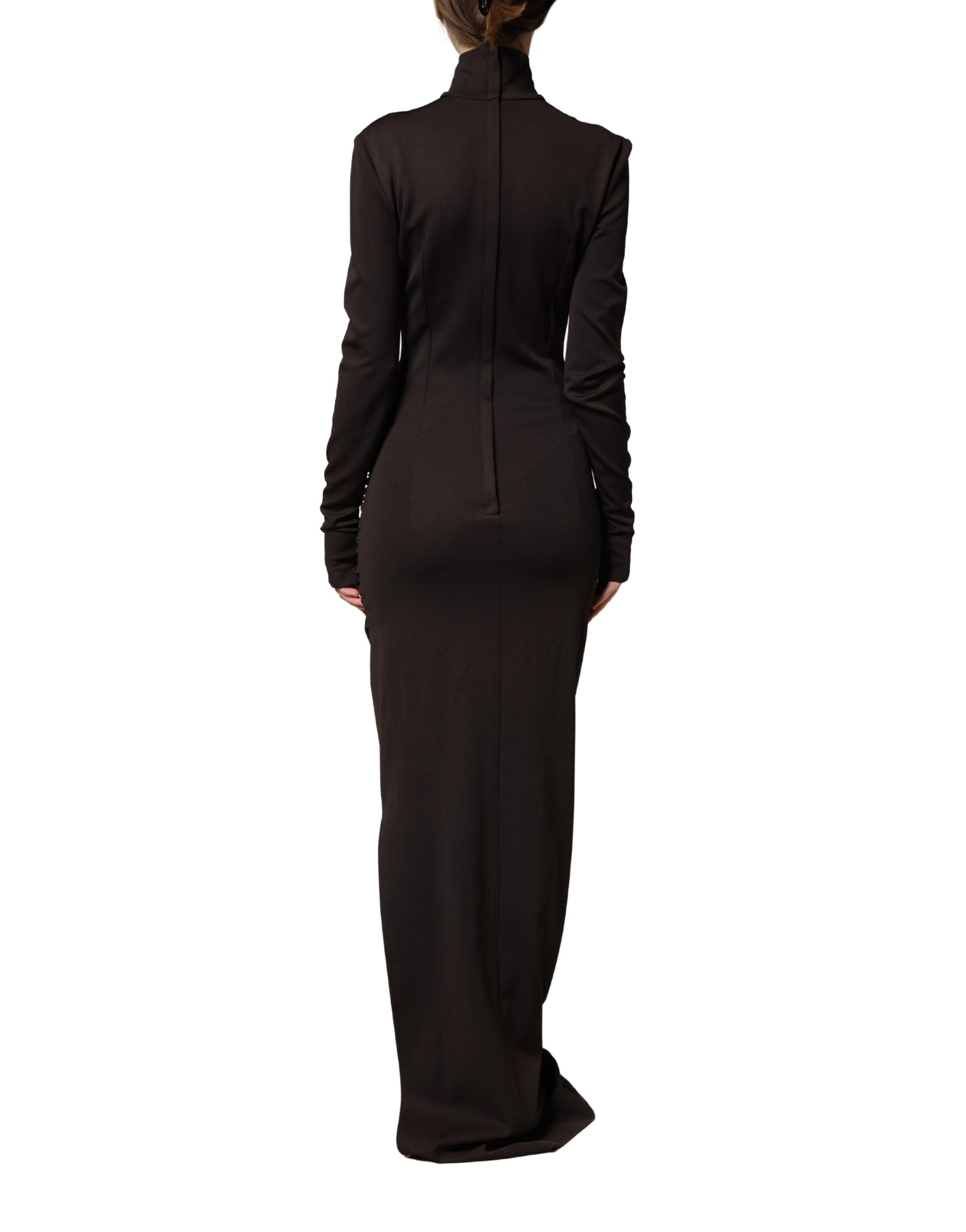 Dolce & Gabbana Brown Turtleneck Jersey Long Maxi Women's Dress (Pre-Owned)