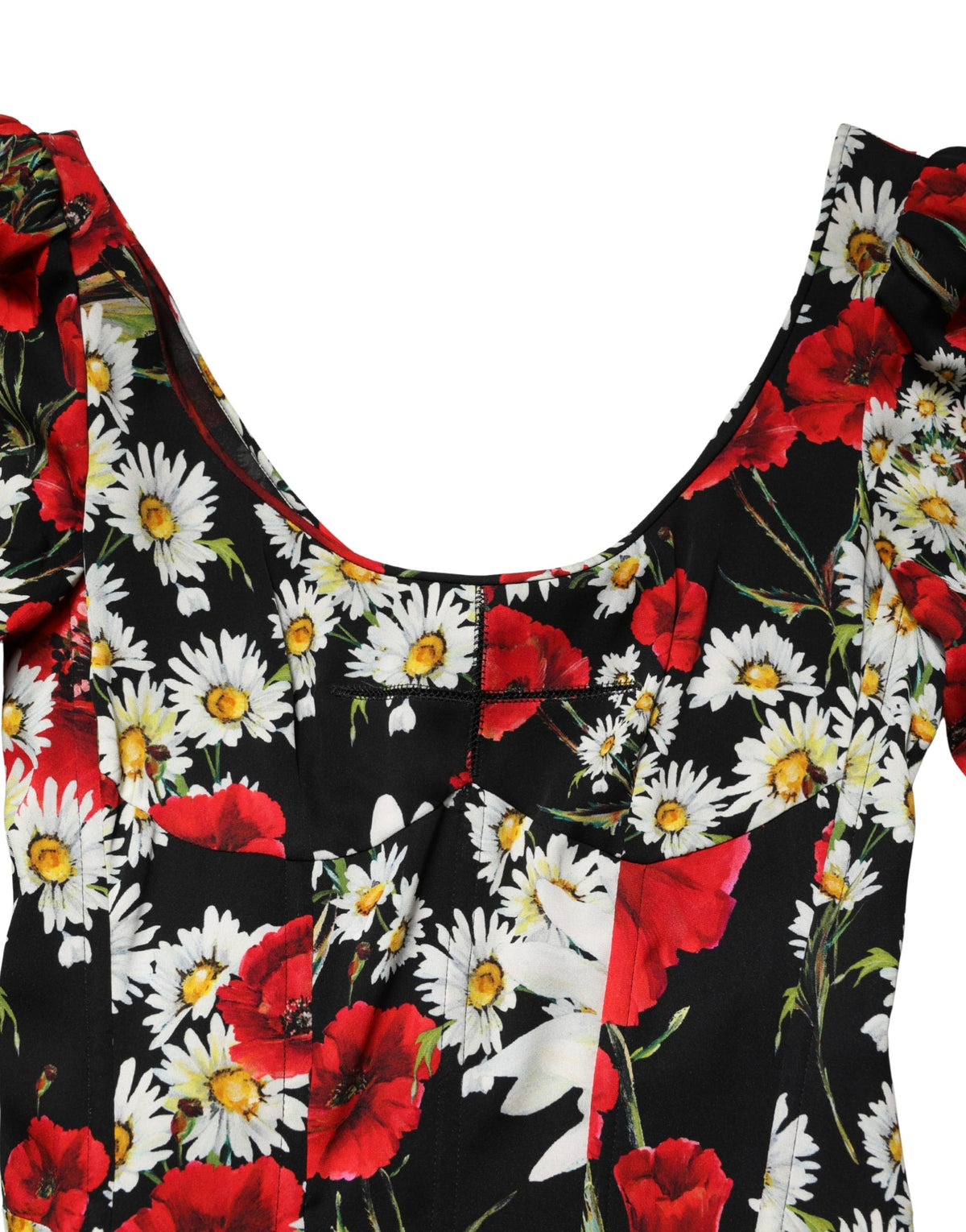 Dolce & Gabbana Black Floral Silk Long Sleeves Gown Women's Dress