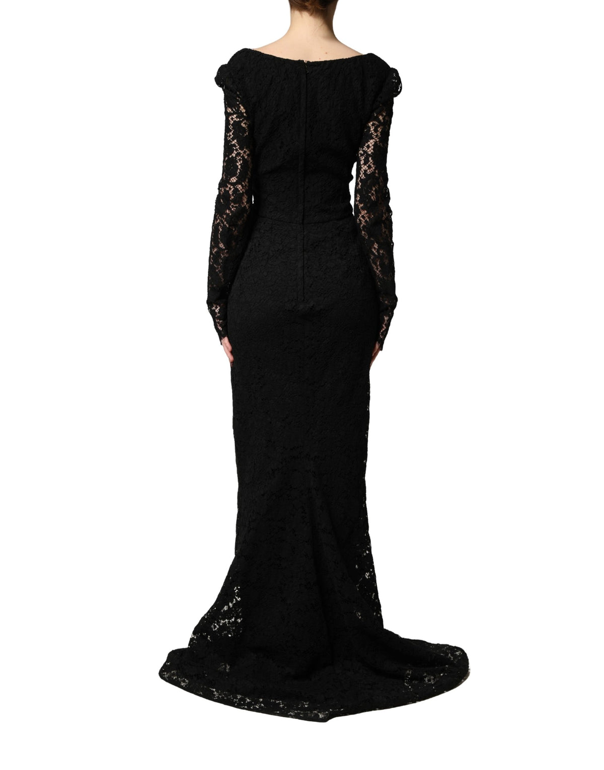 Dolce & Gabbana Black Lace Square Neck LongSleeve Maxi Women's Dress