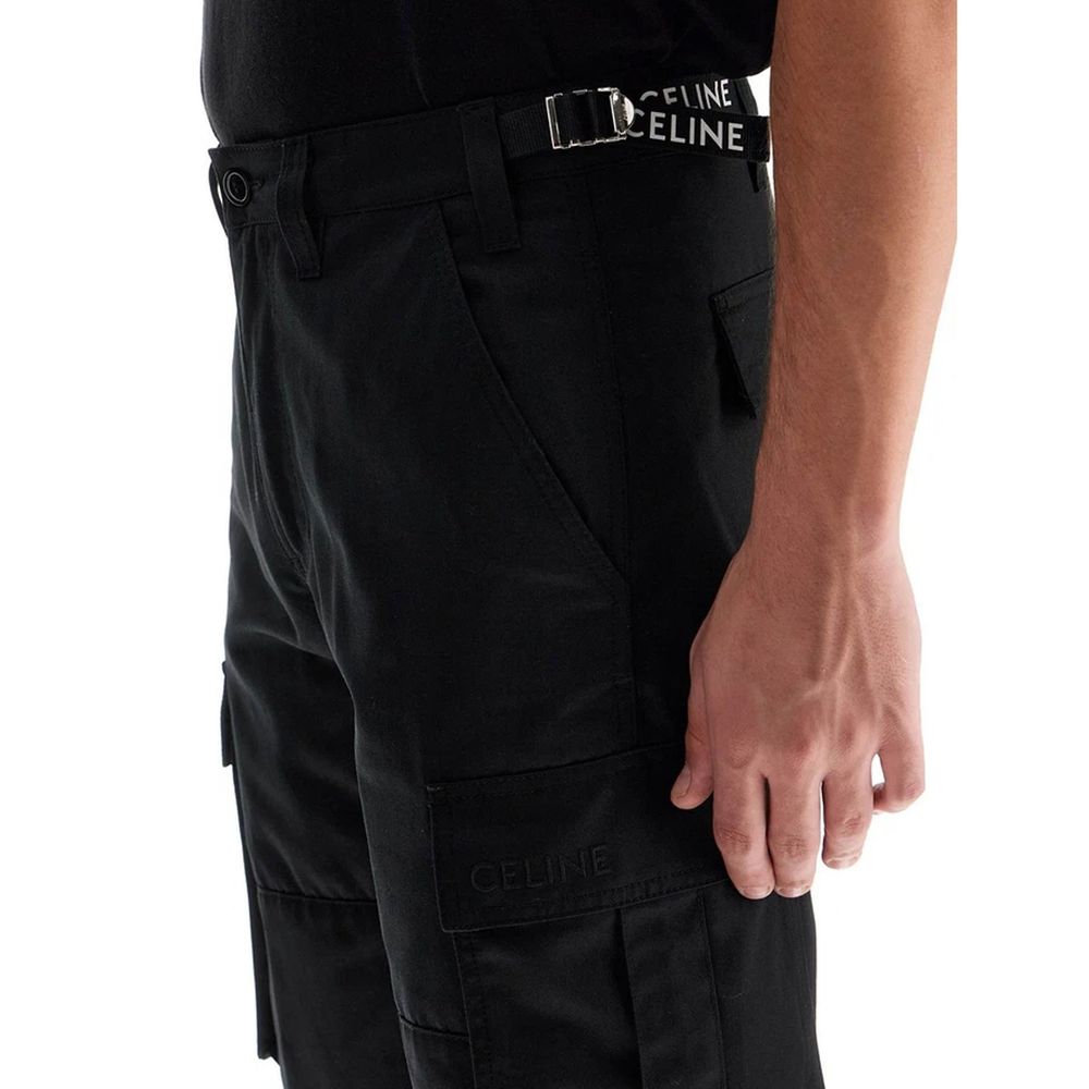 Celine Black Cotton Cargo Men's Pants