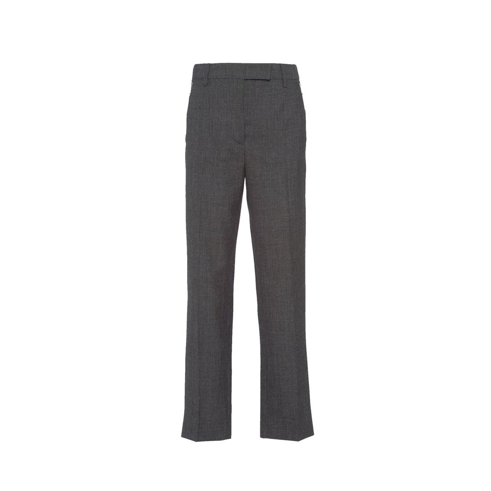 Prada Gray Virgin Wool Dress Women's Pants