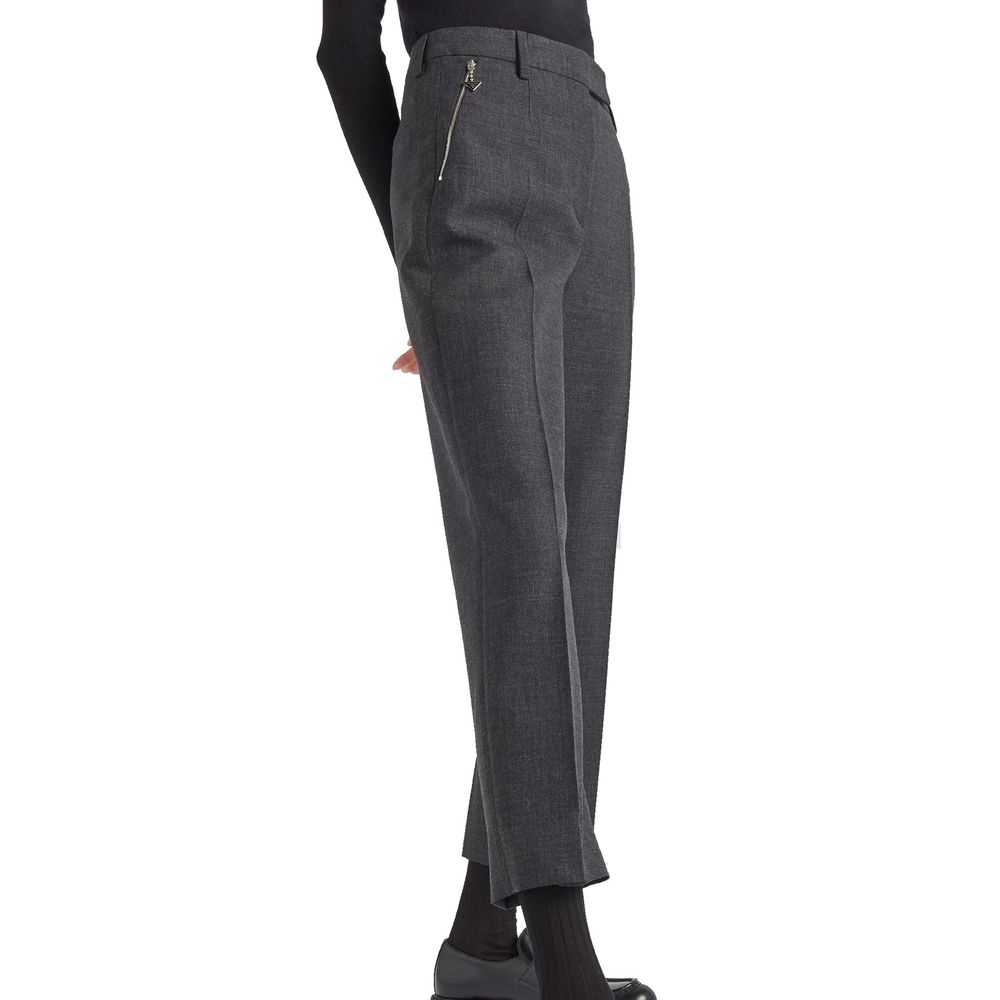Prada Gray Virgin Wool Dress Women's Pants