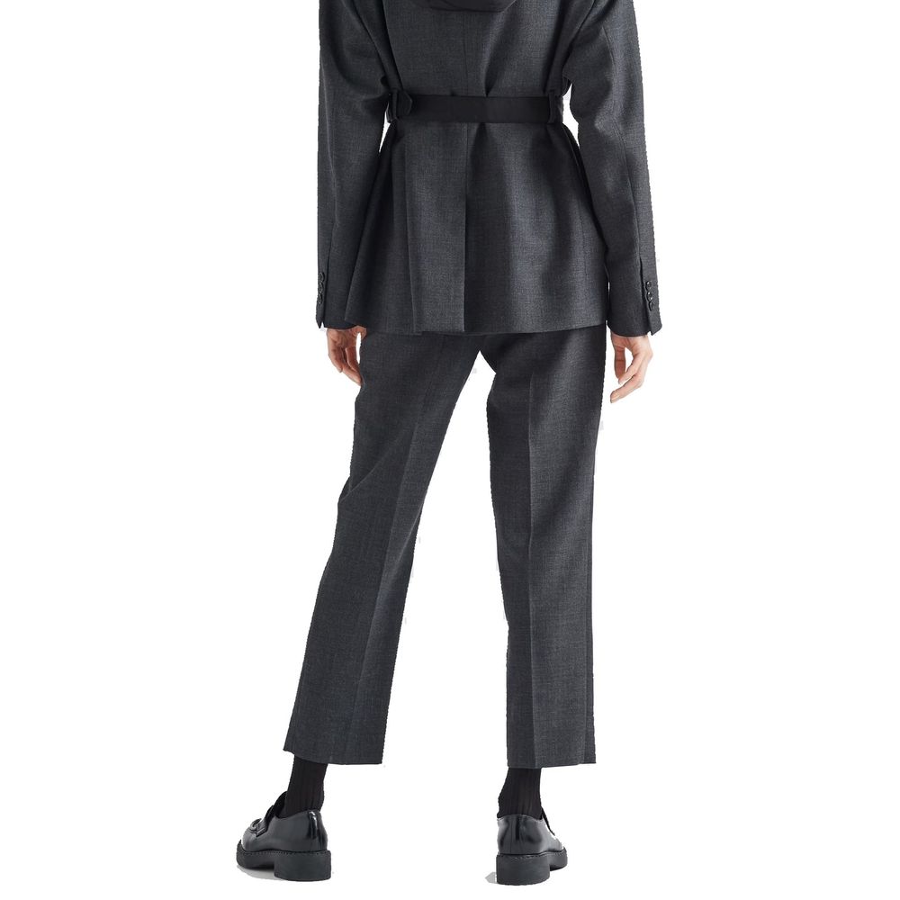 Prada Gray Virgin Wool Dress Women's Pants