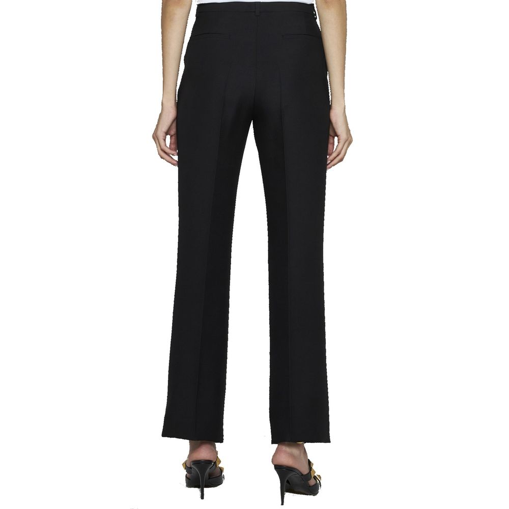 Valentino Garavani Black Silk Flared Women's Pants
