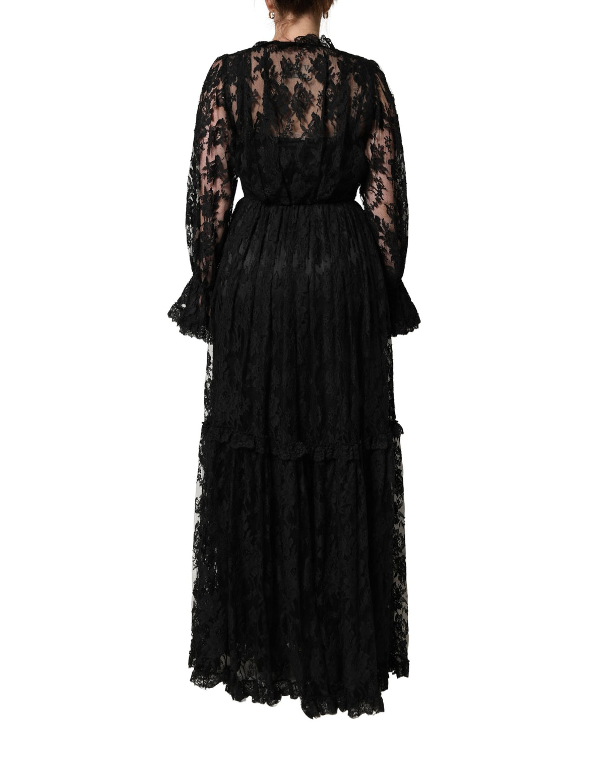 Dolce & Gabbana Black Lace A-line Long Evening Gown Women's Dress