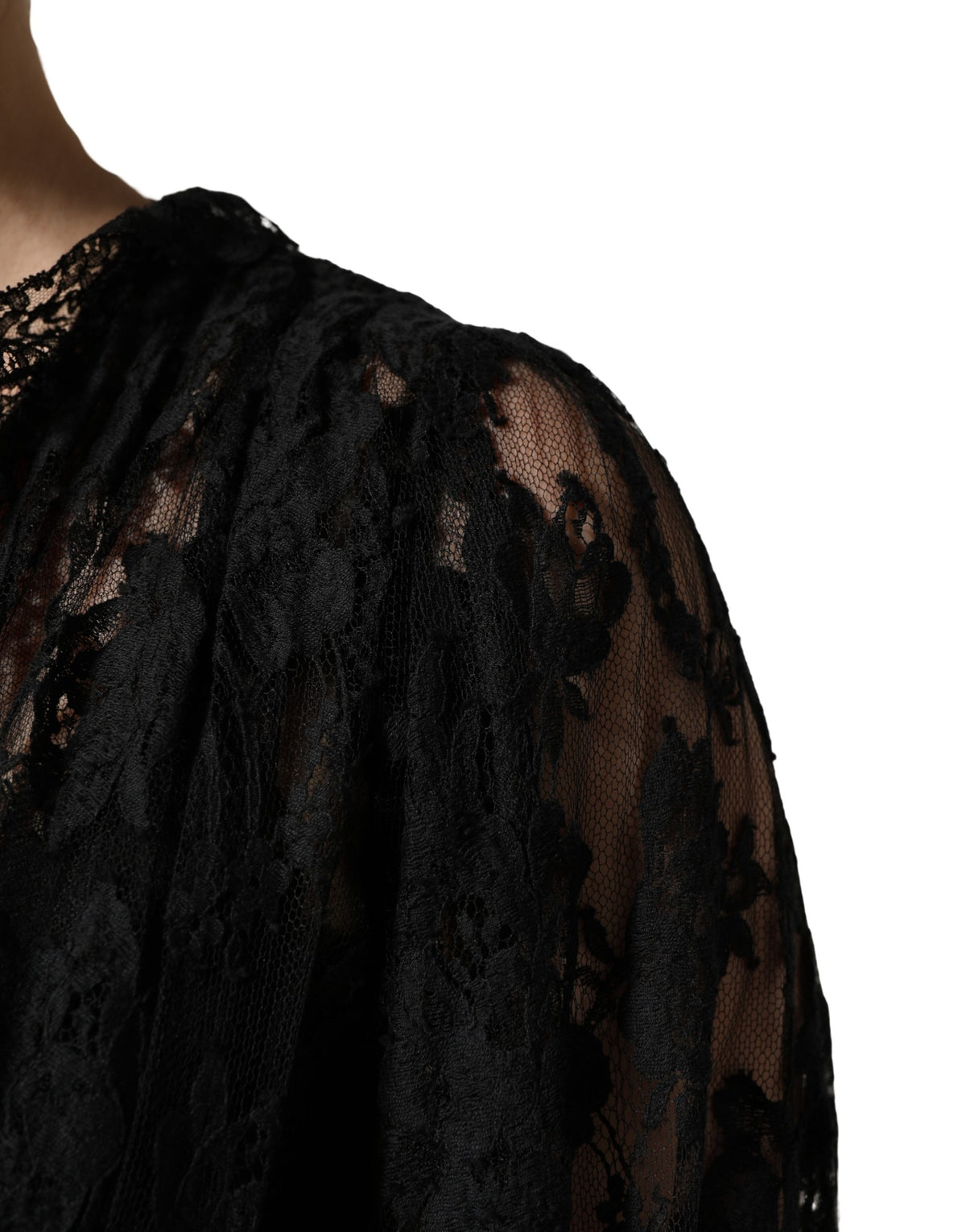 Dolce & Gabbana Black Lace A-line Long Evening Gown Women's Dress