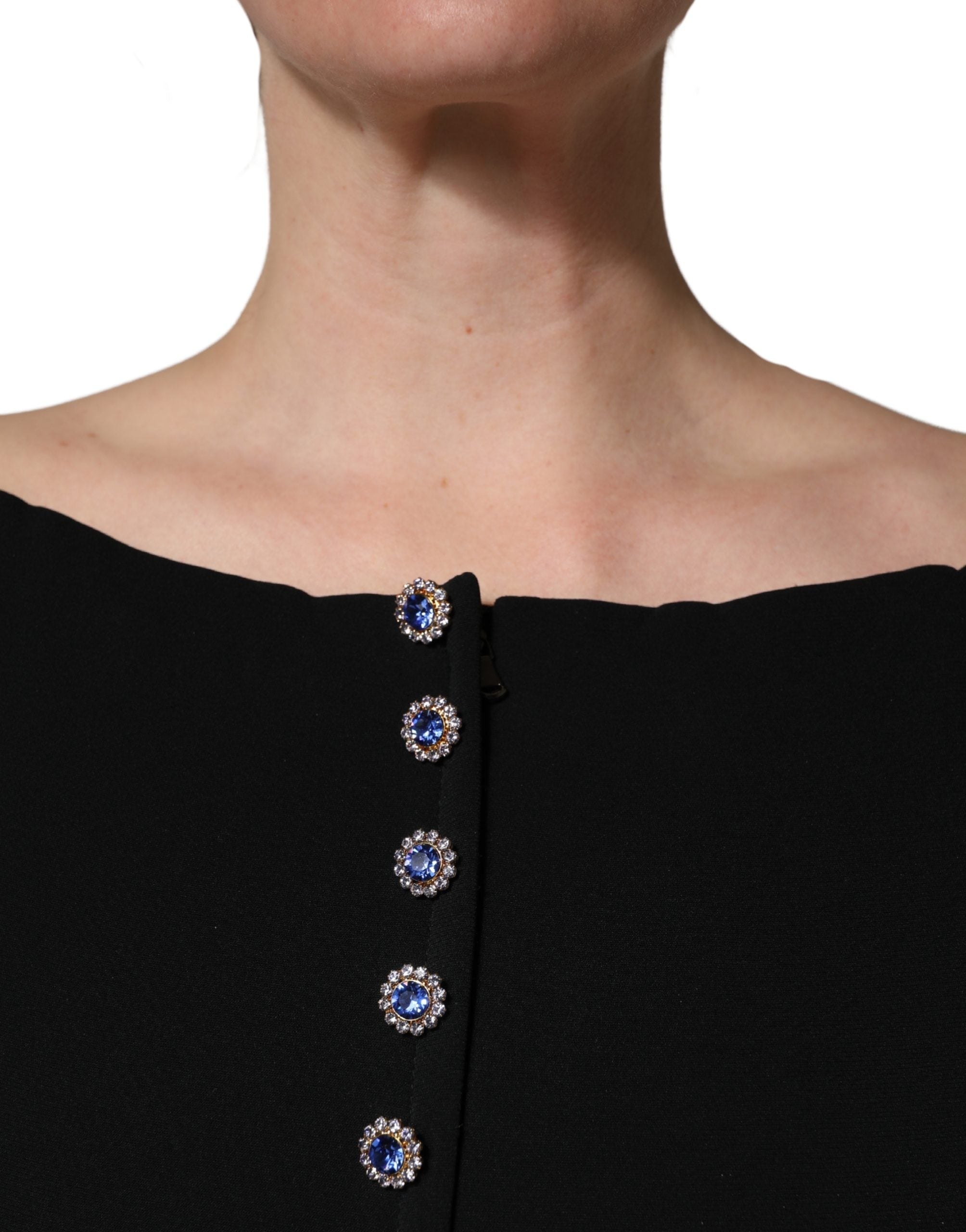 Dolce & Gabbana Black Silk Button Bodice Sheath Maxi Women's Dress (Pre-Owned)