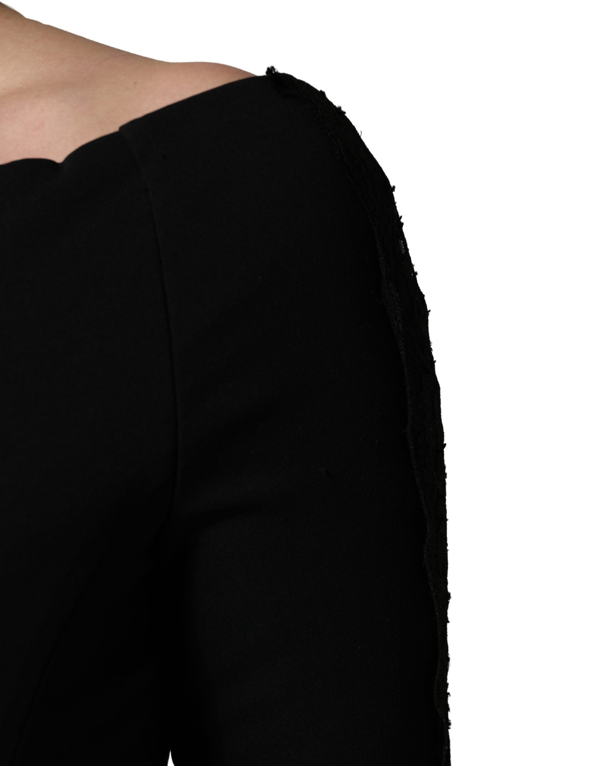 Dolce & Gabbana Black Silk Button Bodice Sheath Maxi Women's Dress (Pre-Owned)