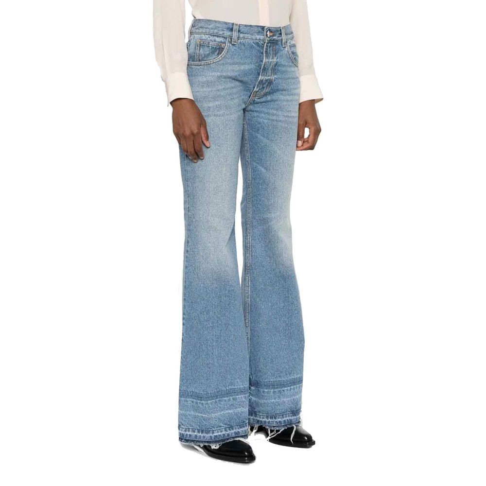 Chloé Blue Cotton Flared Women's Jeans