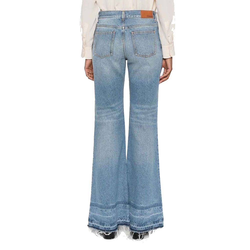 Chloé Blue Cotton Flared Women's Jeans