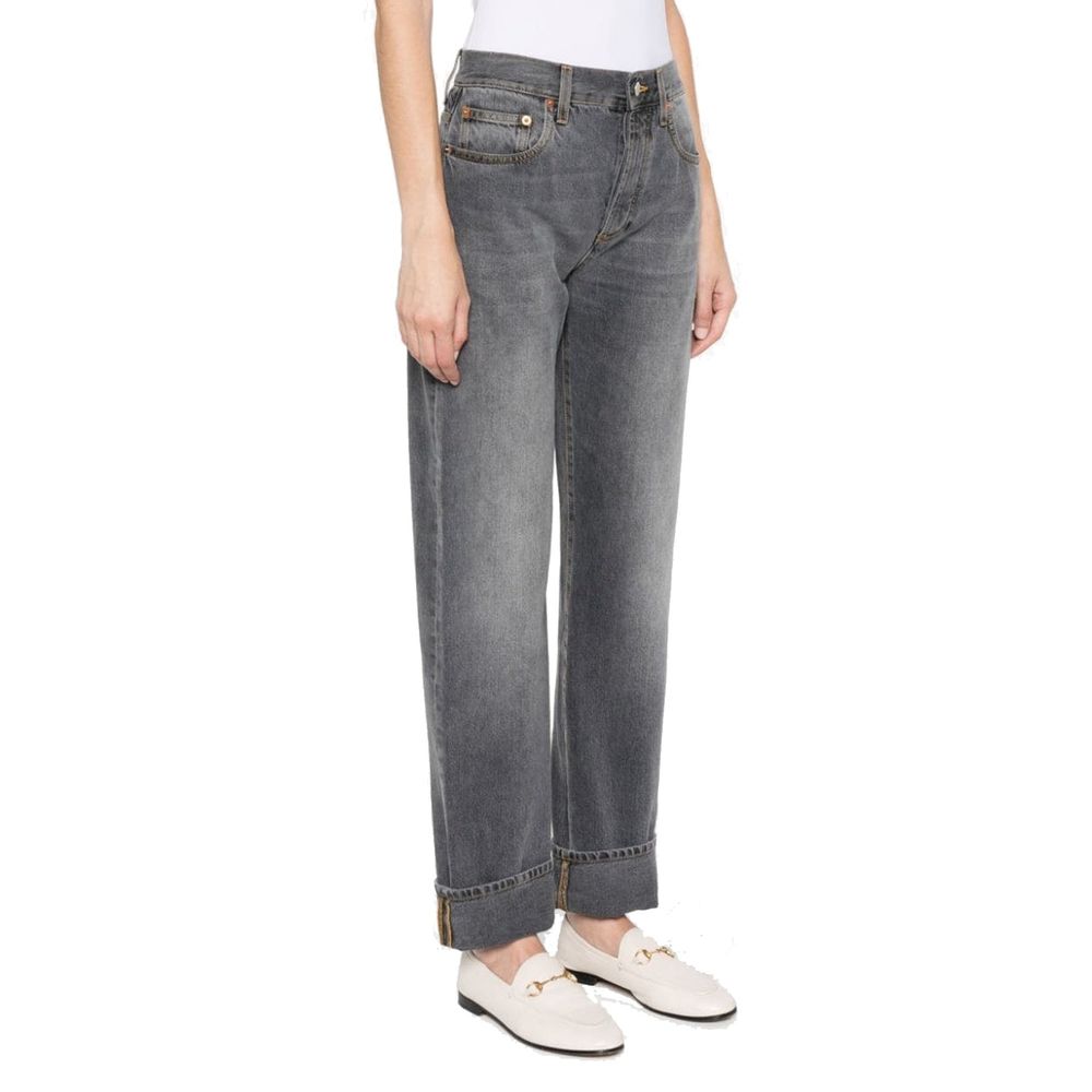 Gucci Gray Cotton Relaxed Fit Women's Jeans