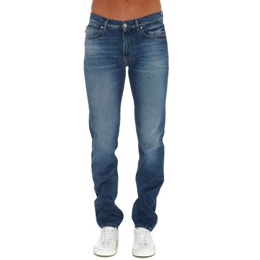Versace Blue Cotton Straight-Leg Men's Jeans