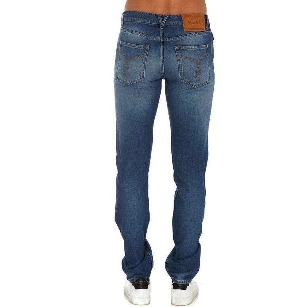 Versace Blue Cotton Straight-Leg Men's Jeans