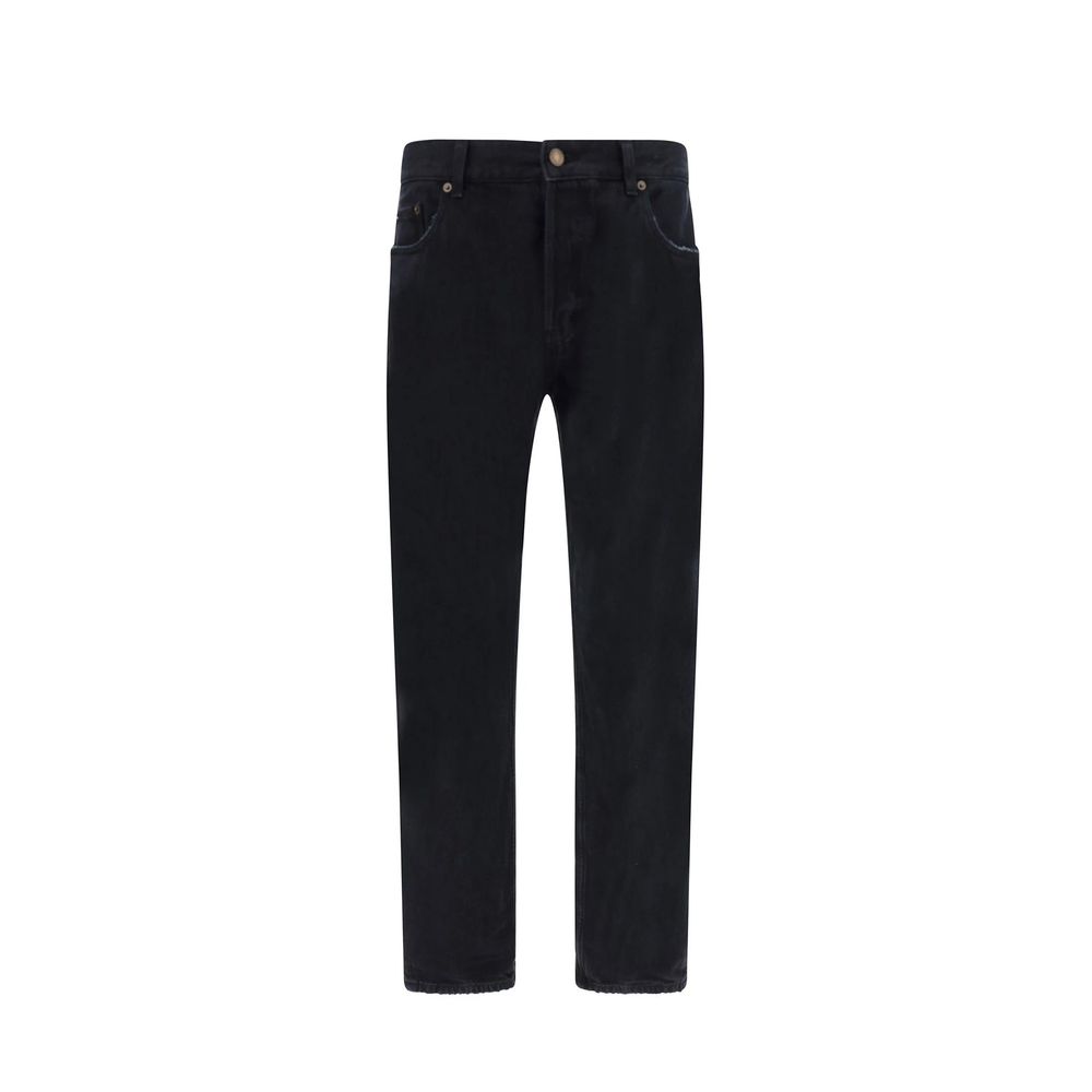 Saint Laurent Black Cotton Straight-Leg Men's Jeans