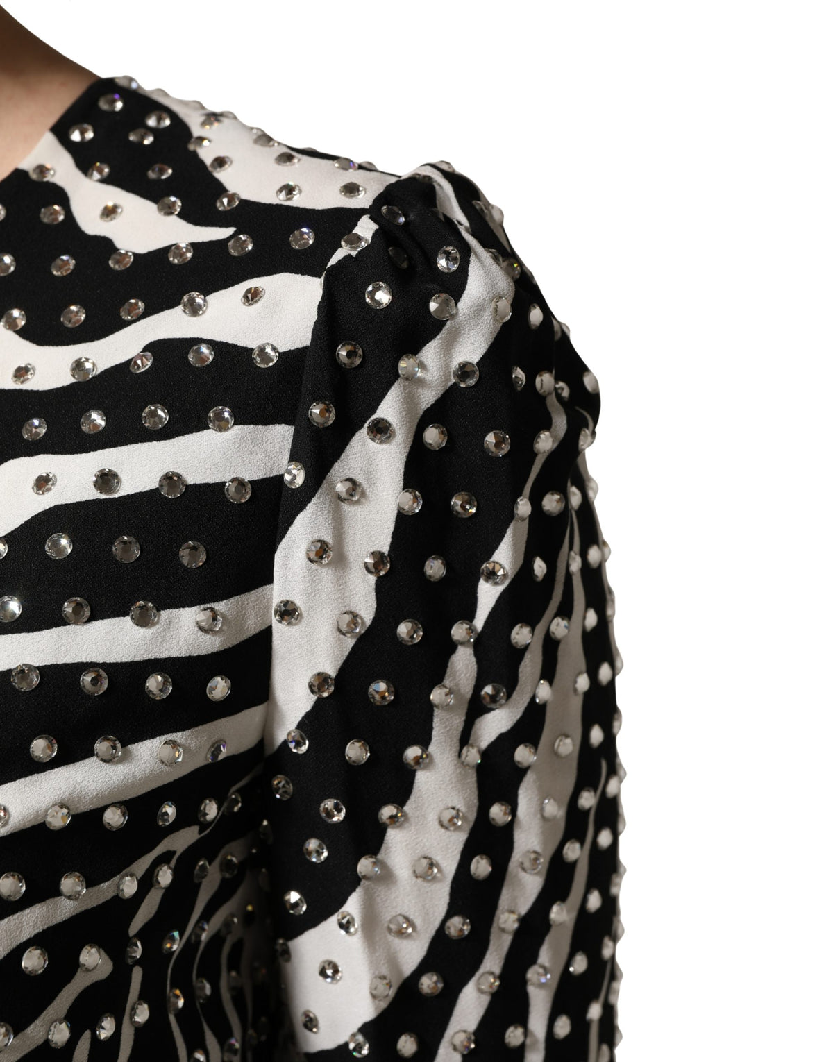 Dolce & Gabbana Black White Zebra Rhinestones Mini Women's Dress