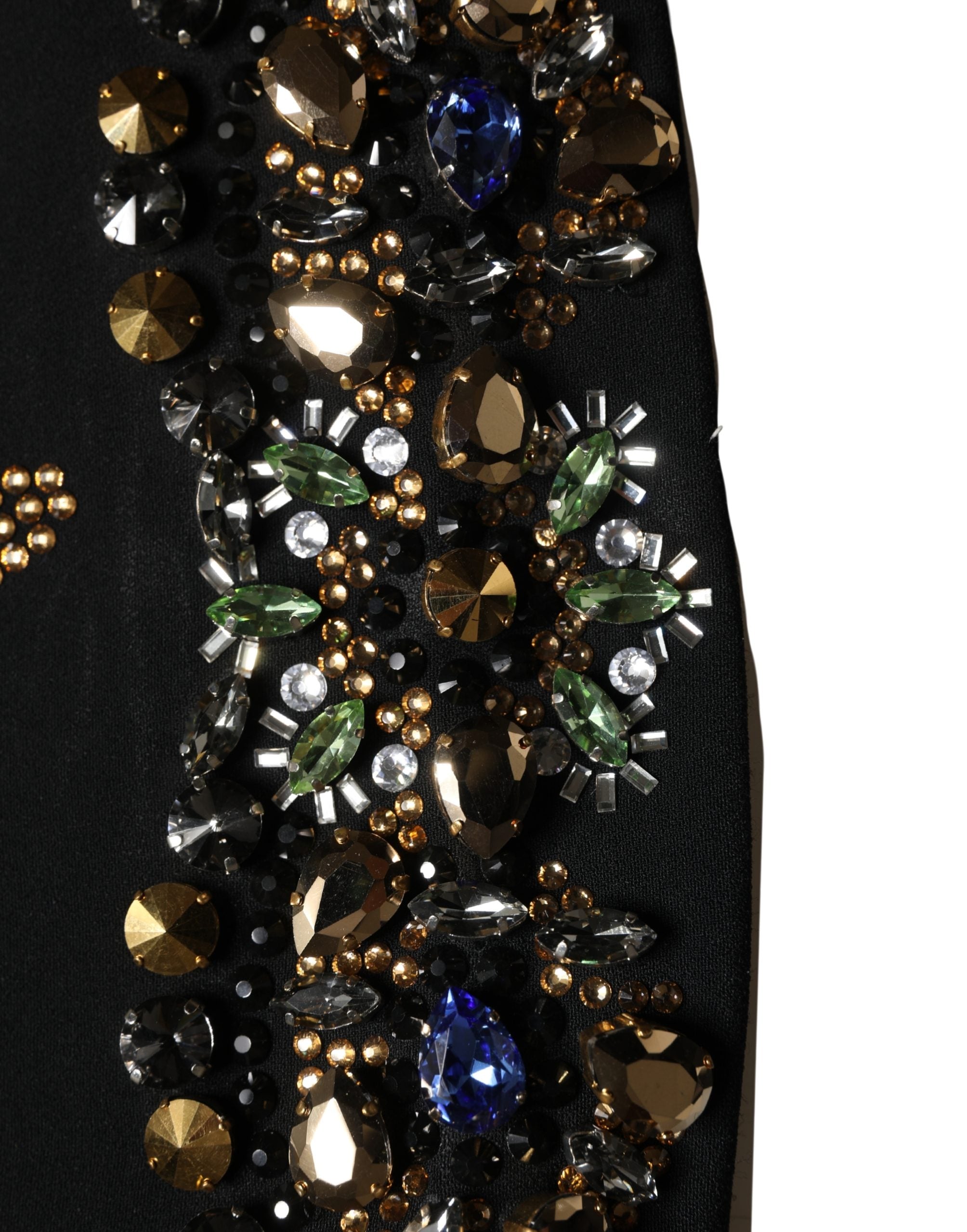 Dolce & Gabbana Black Sleeveless Floral Bead Embellishments Women's Dress
