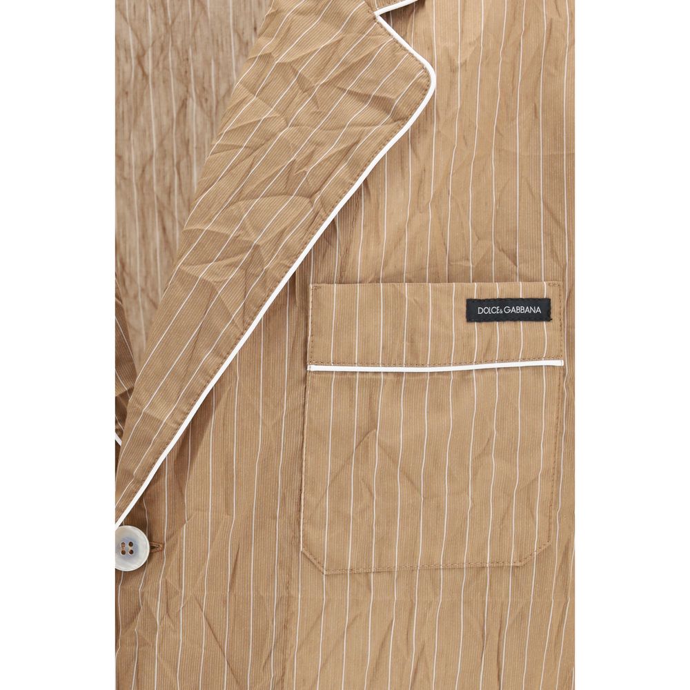Dolce & Gabbana Beige Linen Top Men's Sleepwear