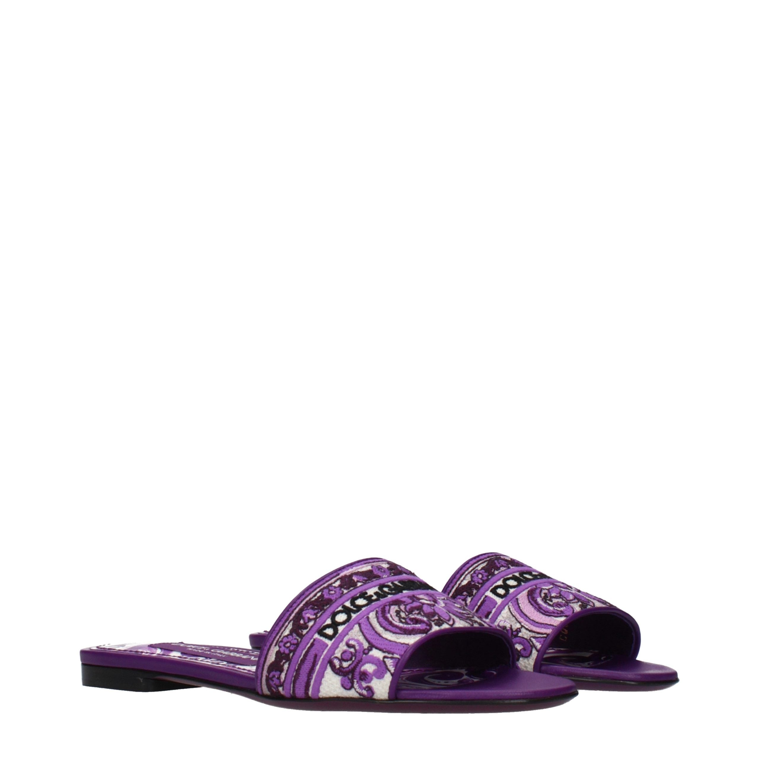 Dolce & Gabbana Purple Fabric Women's Slippers