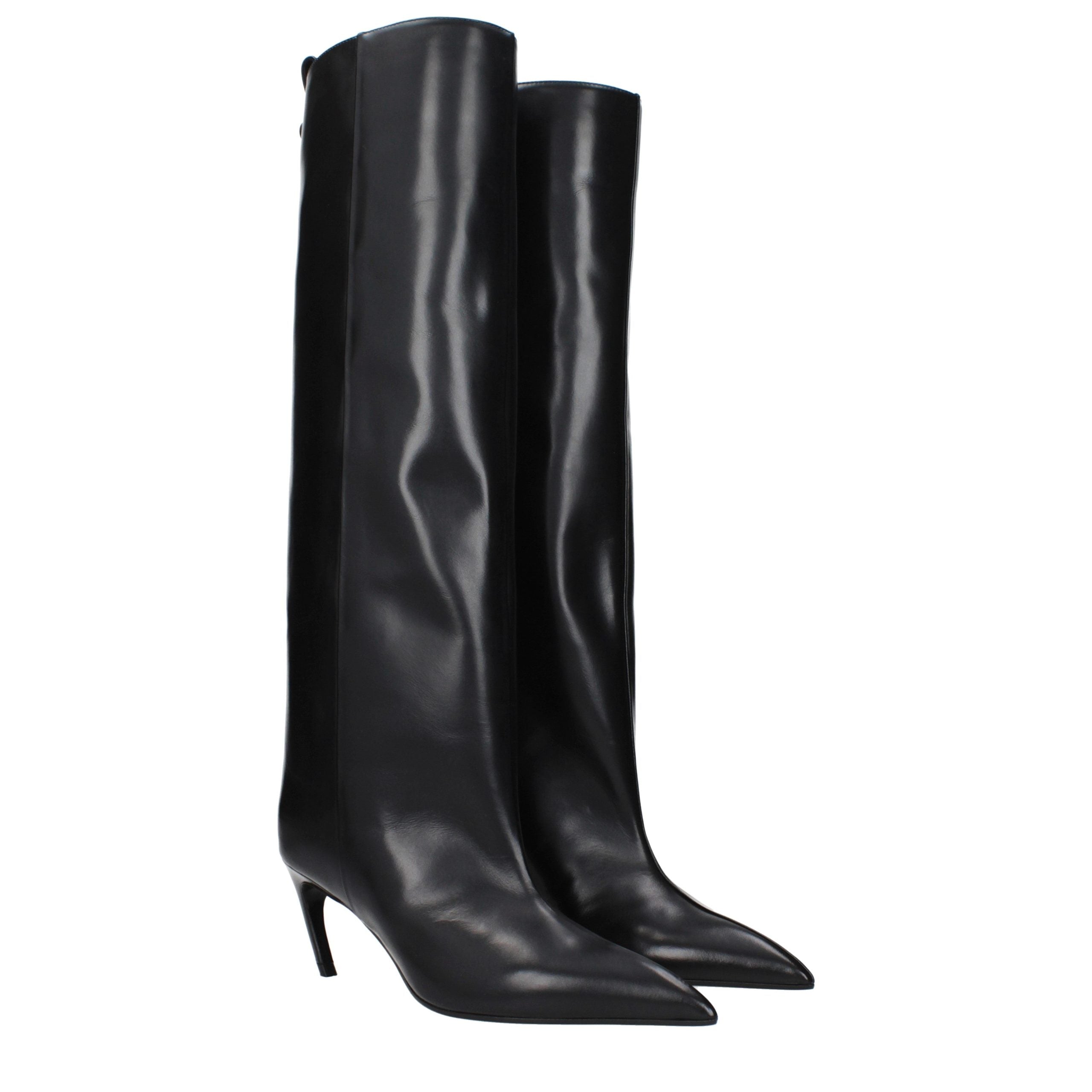 The Attico Black Leather High Heel Women's Boots