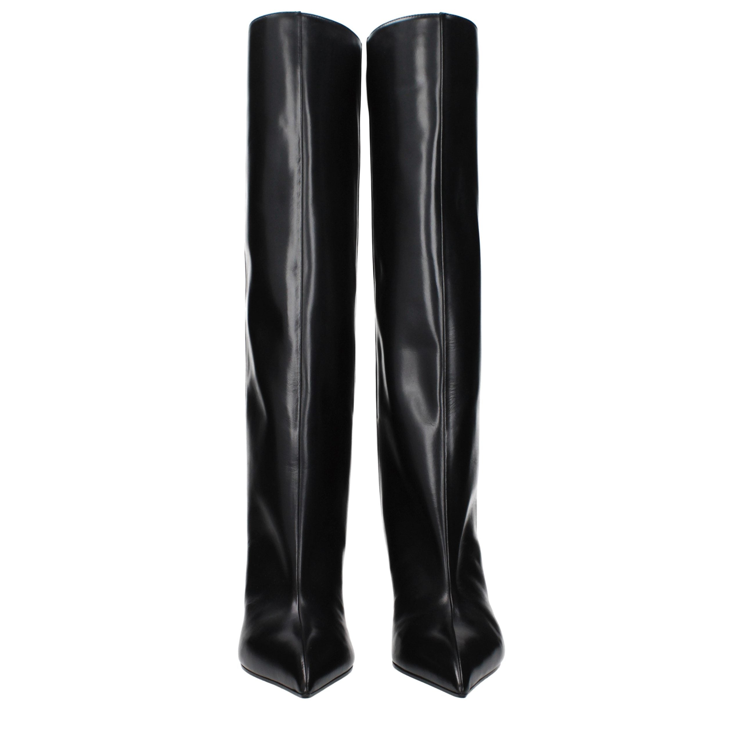 The Attico Black Leather High Heel Women's Boots