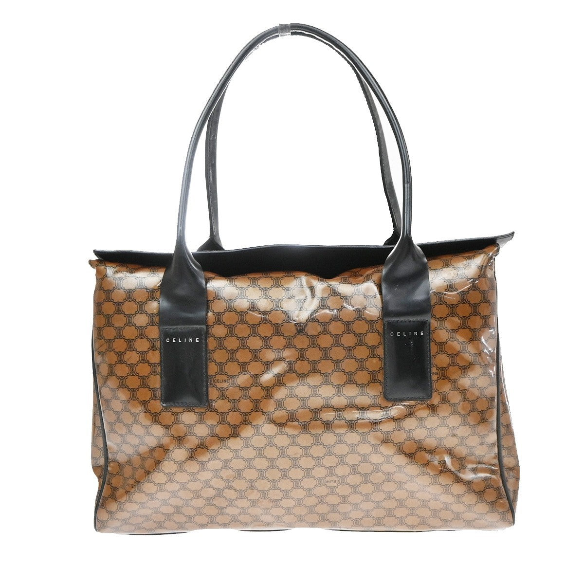 Celine Fold Over Tote Vinyl Brown Plastic Tote Bag Bag (Pre-Owned)