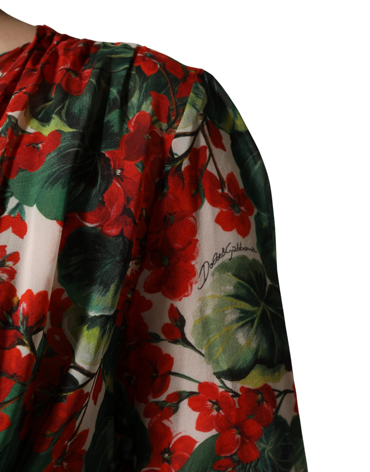 Dolce & Gabbana Multicolor Floral Long Sleeves V-neck Women's Dress (Pre-Owned)