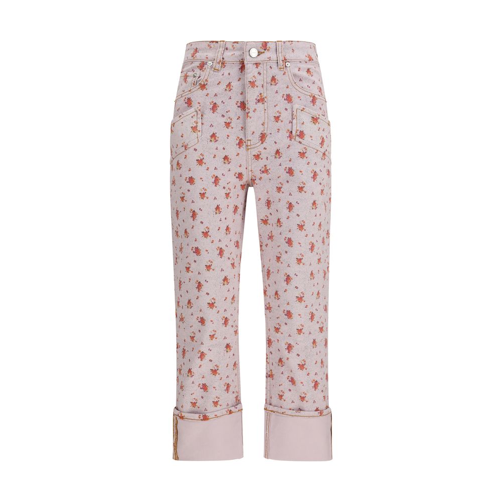 Ganni Multicolor Cotton Cropped Women's Pants