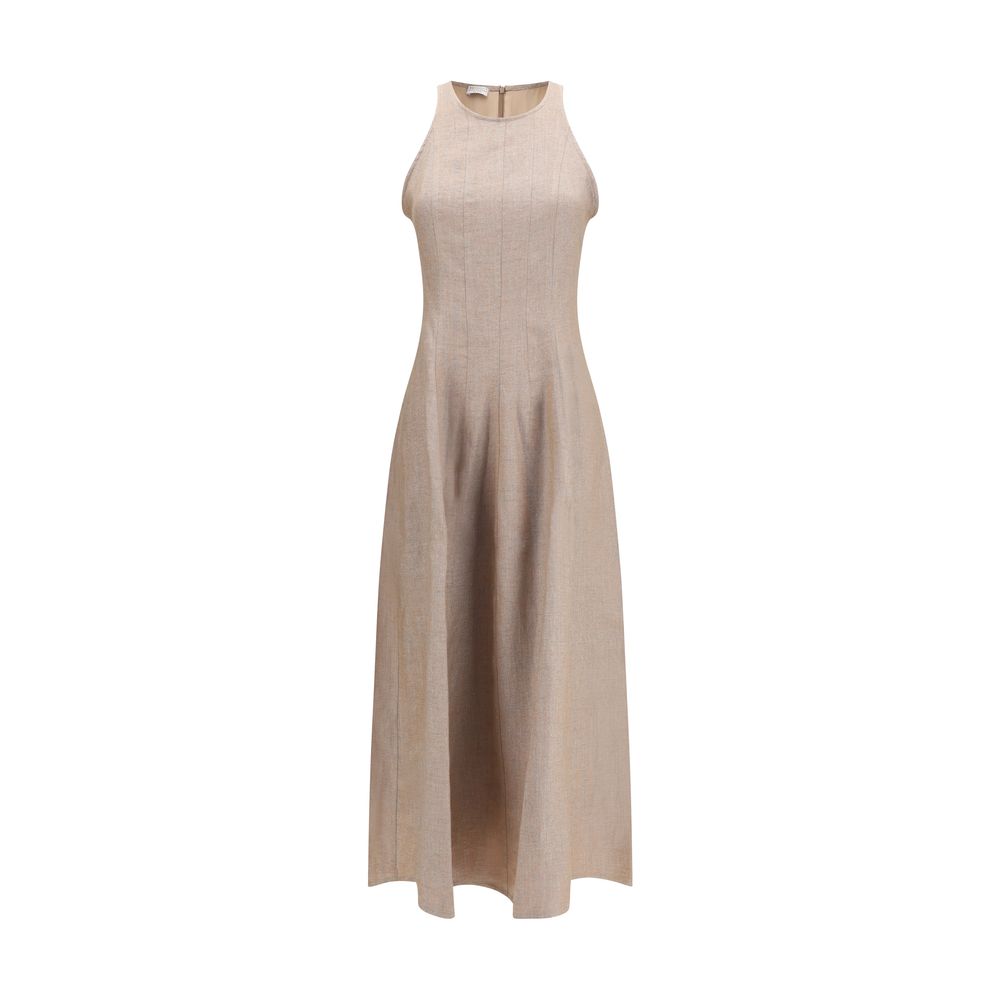 Brunello Cucinelli Beige Linen Casual Women's Dress
