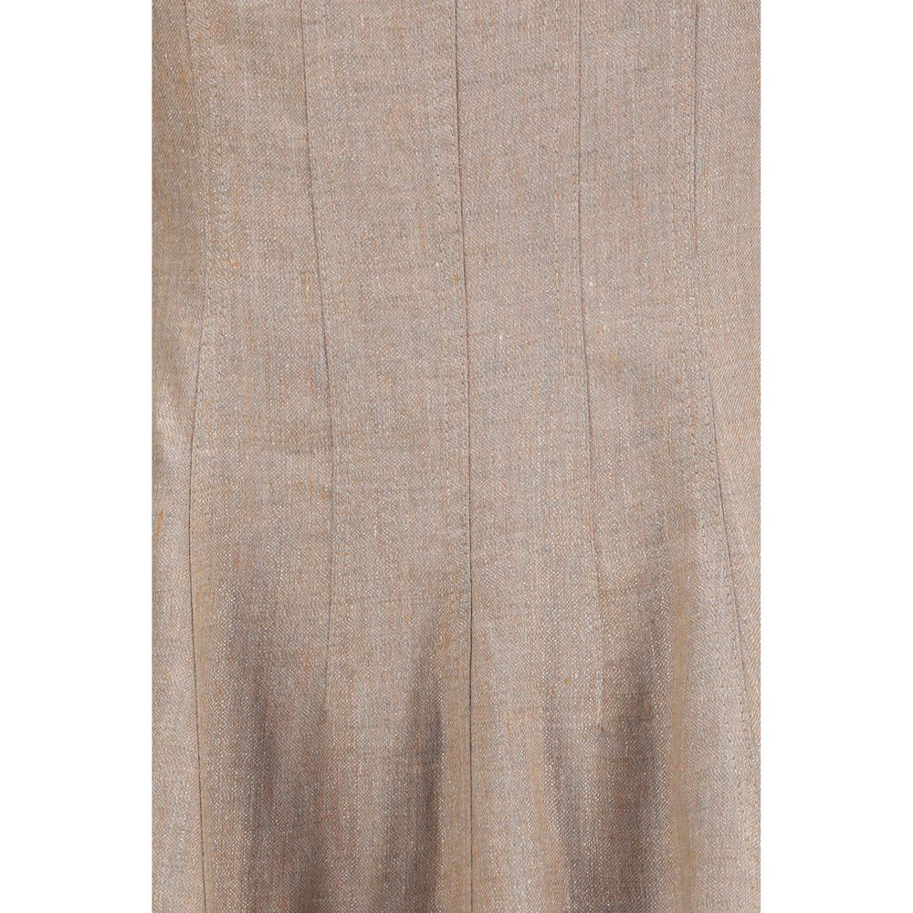 Brunello Cucinelli Beige Linen Casual Women's Dress