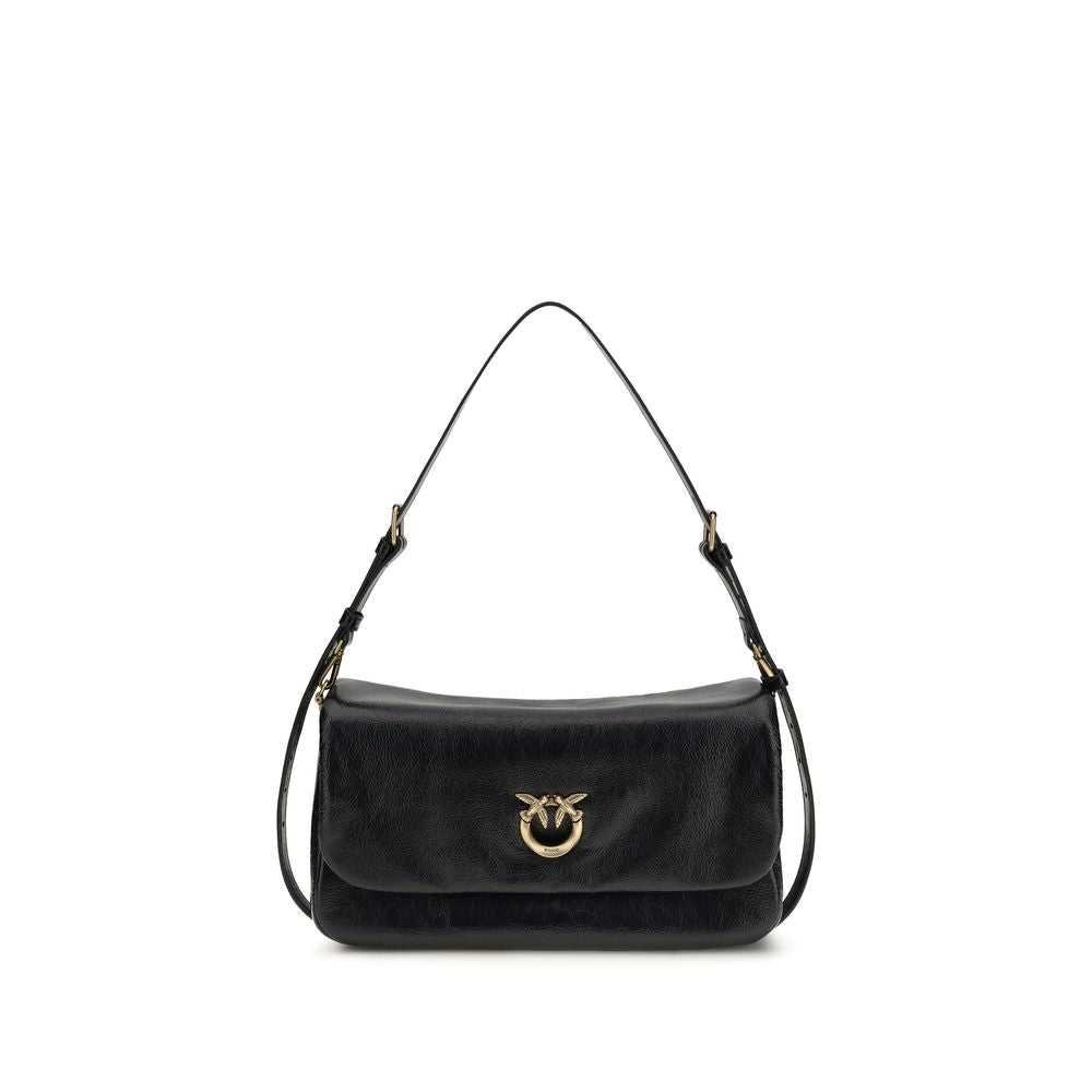 PINKO Black Calf Leather Bos Taurus Shoulder Women's Bag