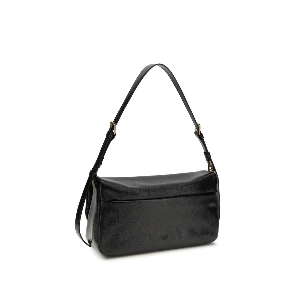 PINKO Black Calf Leather Bos Taurus Shoulder Women's Bag