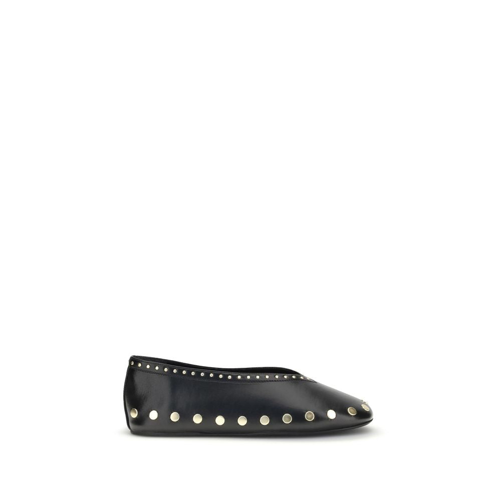 Ganni Black Polyurethane Ballet Women's Flats