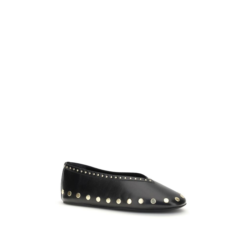 Ganni Black Polyurethane Ballet Women's Flats