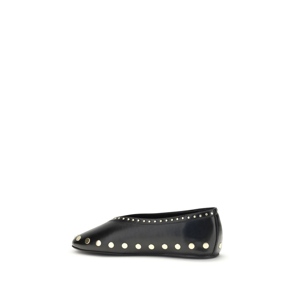 Ganni Black Polyurethane Ballet Women's Flats