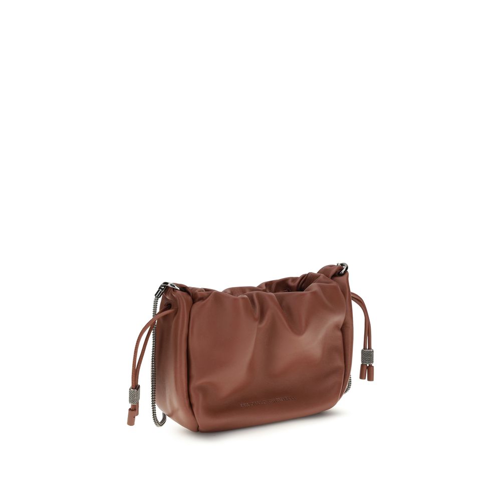 Brunello Cucinelli Brown Calf Leather Bos Taurus Shoulder Women's Bag