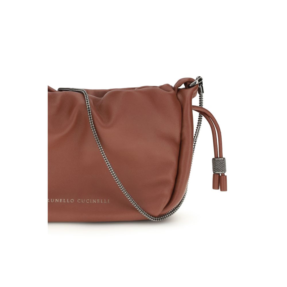 Brunello Cucinelli Brown Calf Leather Bos Taurus Shoulder Women's Bag