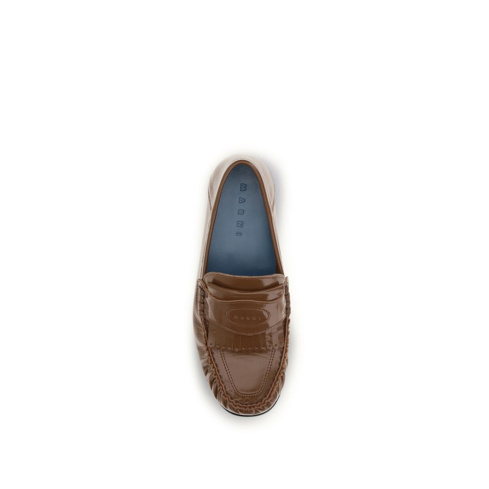 Marni Brown Lamb Ovis Aries Slip-On Women's Loafers