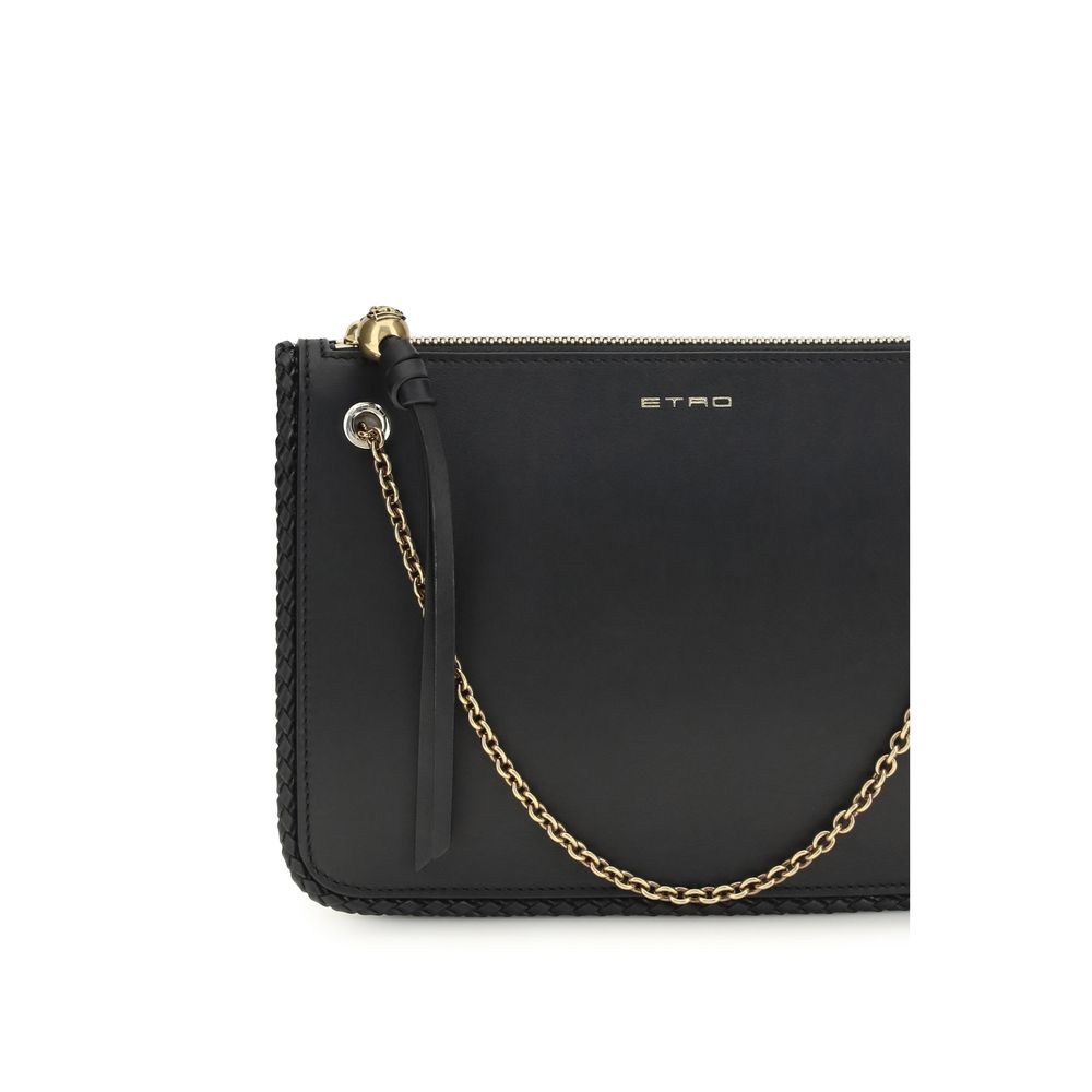Etro Black Calf Leather Bos Taurus Clutch Women's Bag