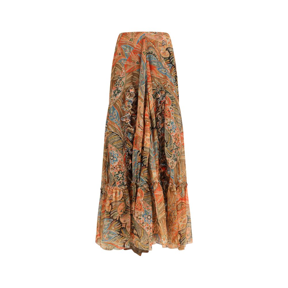 Etro Multicolor Silk Long Women's Skirt