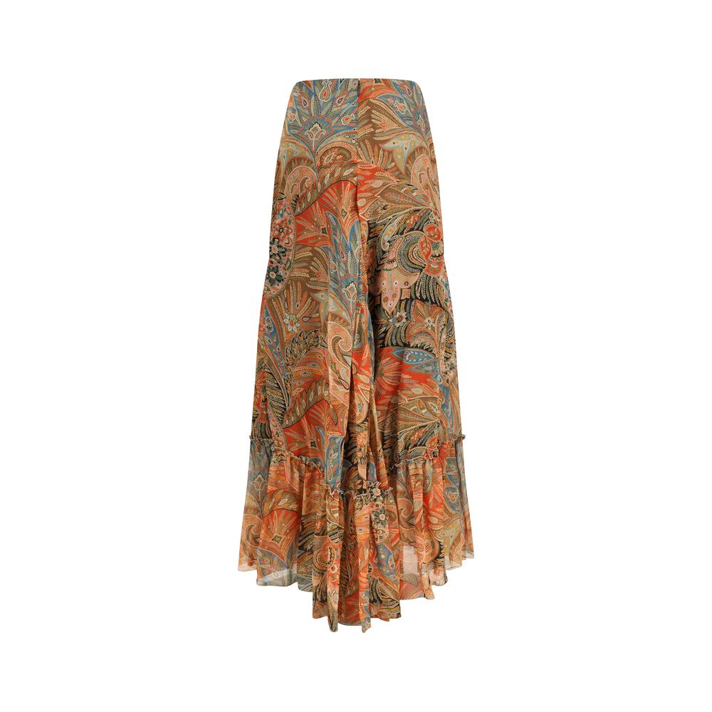 Etro Multicolor Silk Long Women's Skirt